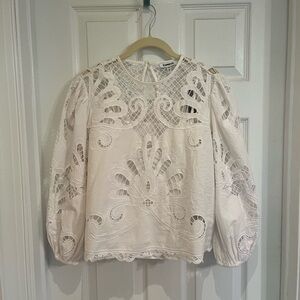 Express lace detail puff sleeve shirt